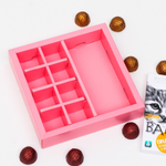 Коробка для 8 конфет + шоколад, с окном, розовая, 17,7 х 17,85 х 3,85 см