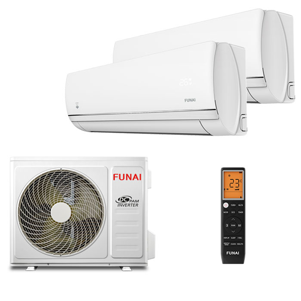 Мультисплит система на 2 комнаты Funai RAM-I-KD30HP.W02/S + RAM-I-KD35HP.W02/S / RAM-I-2SKG50HP.02/U