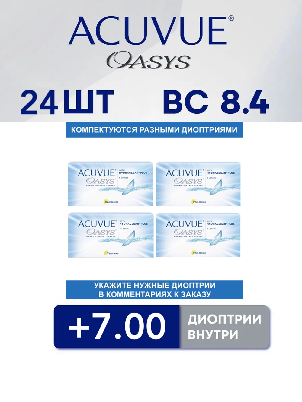 Двухнедельные контактные линзы Acuvue Oasys (комплект 24 линзы)