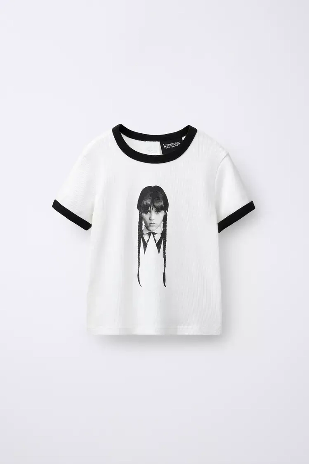 ZARA ФУТБОЛКА В РУБЧИК WEDNESDAY ©, БЕЛЫЙ