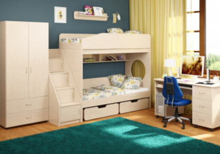 Детская стенка КарИВи Легенда 10  Дуб Молочный  Дуб Молочный