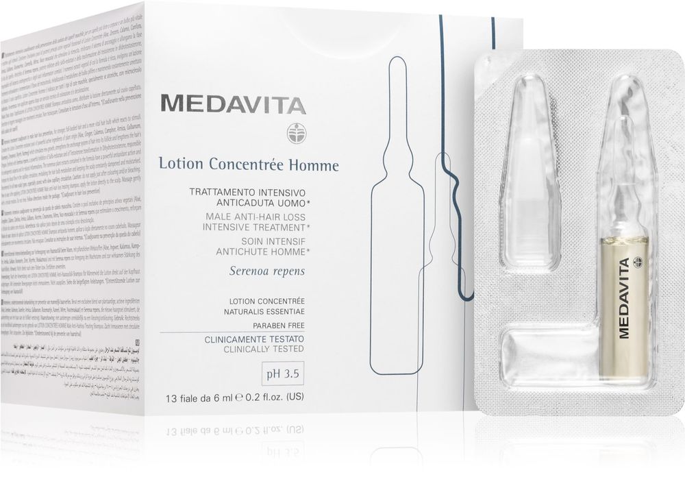 Medavita Lotion Concentree Homme - ампула против выпадения волос на начальной и запущенной стадиях /  dla mężczyzn 13x6  ml  / GTIN 8033928505106