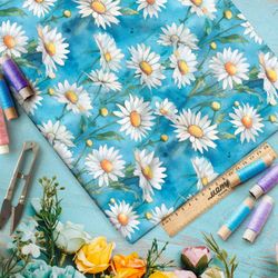Ткань премиум флис поле ромашек