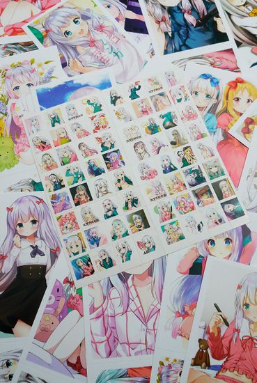 Набор открыток, карточек и наклеек "Эроманга-сэнсэй / Eromanga-sensei", 188 предметов
