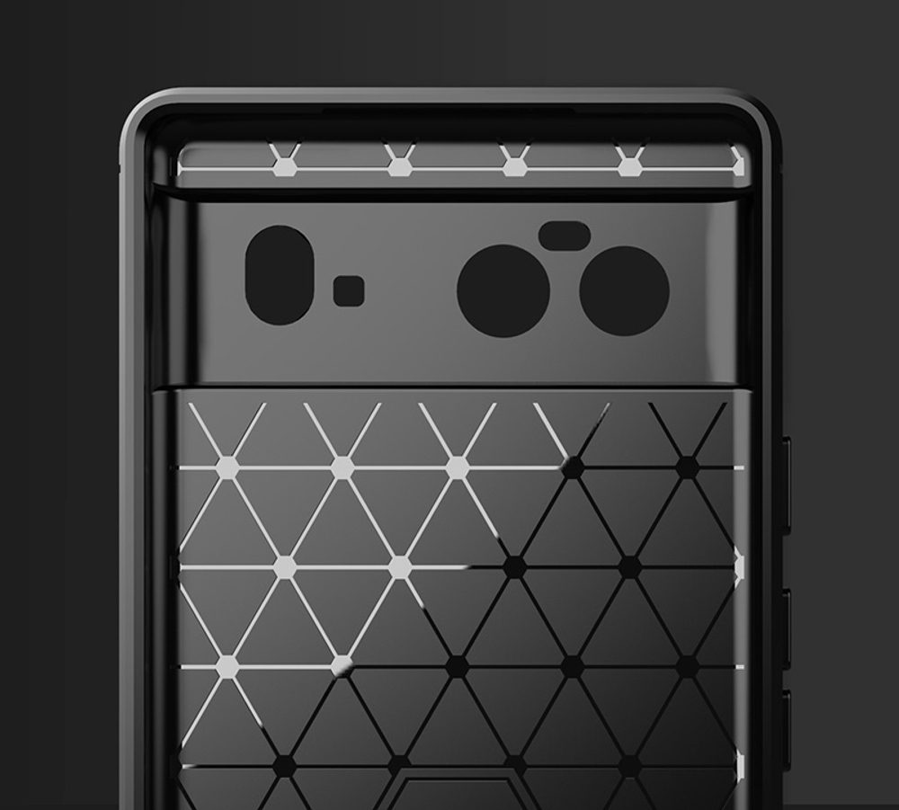 Чехол черного цвета в стиле карбон для телефона Google Pixel 6, серии Carbon от Caseport