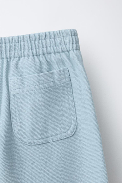 ZARA БРЮКИ BALLOON ВАФЕЛЬНЫЕ, СИНИЙ