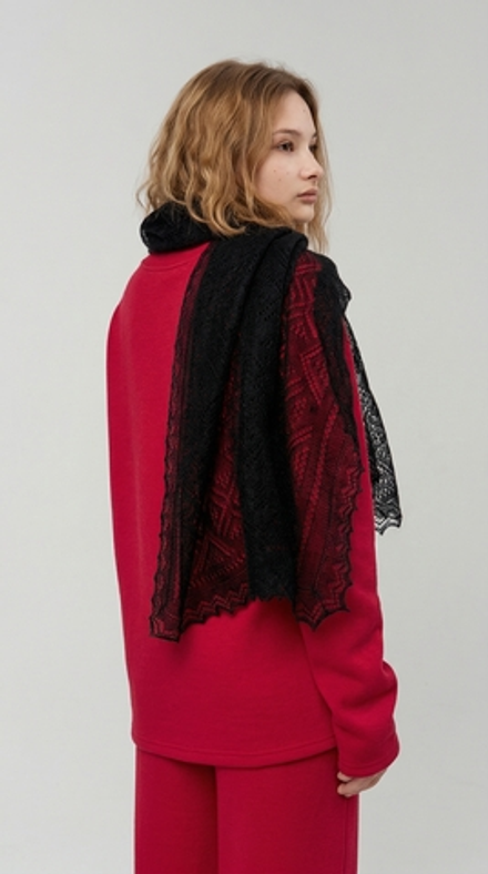 Оренбургский пуховый палантин А16070-07 черный