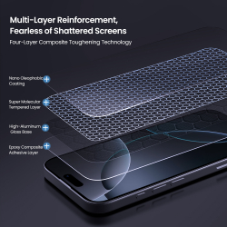 Защитное стекло с прозрачными рамками от Nillkin для iPhone 16 Pro Max, серия H+Pro Anti-Explosion Glass Screen Protector (в комплекте ванночка для установки)