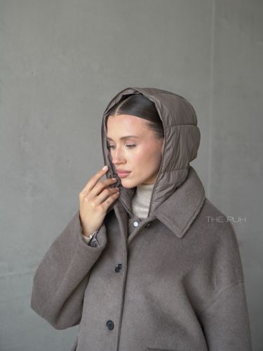 Пальто-пиджак с утепленным жилетом в цвете капучино