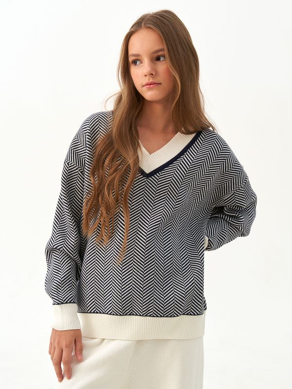 Джемпер для девочки 954 синий-молочный