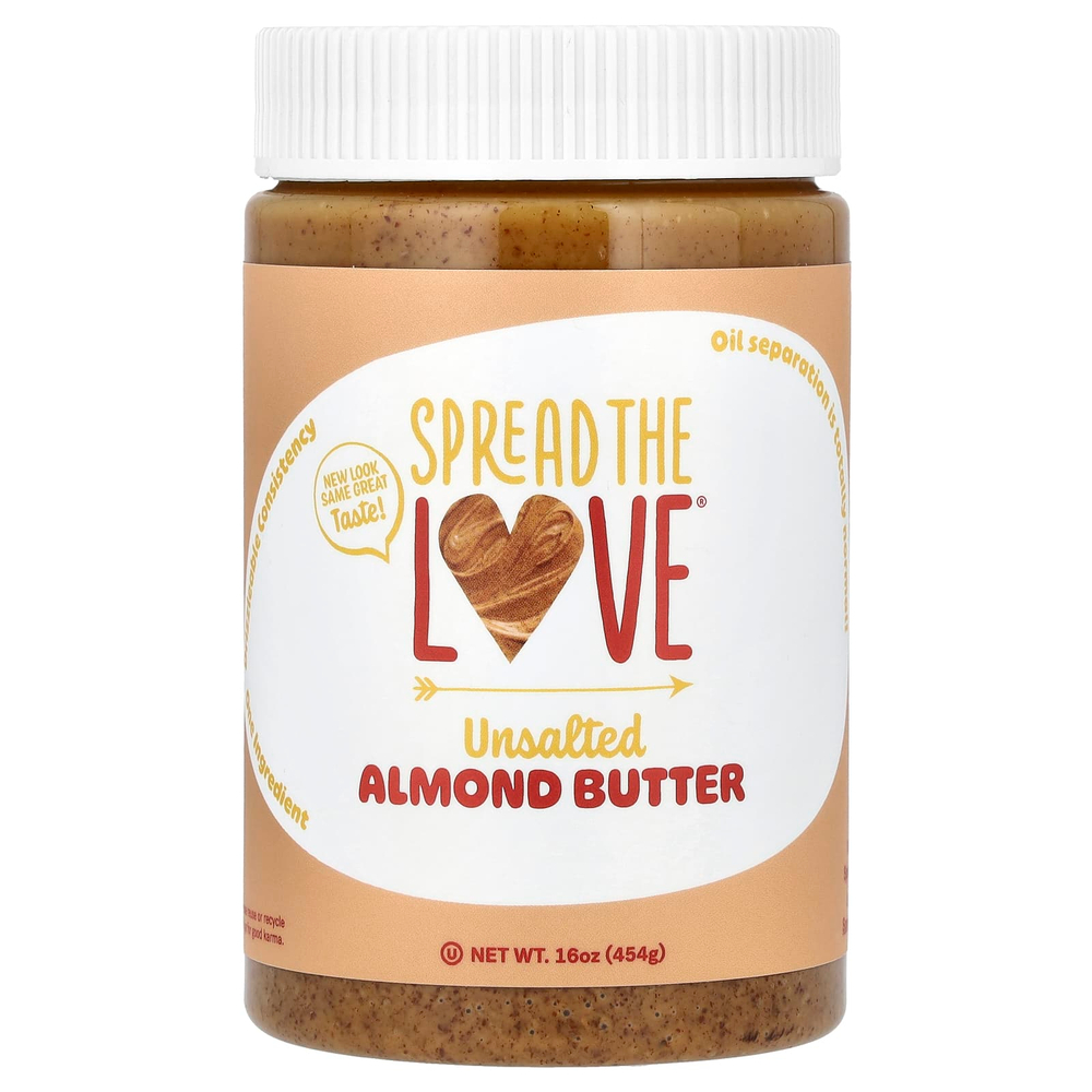 Spread The Love, Миндальная паста, несоленая, 454 г (16 унций)