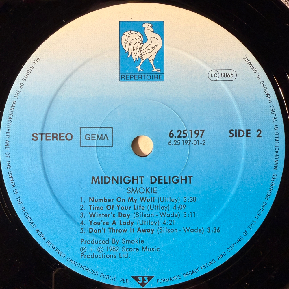 Smokie ‎– Midnight Delight (Германия 1982г.)