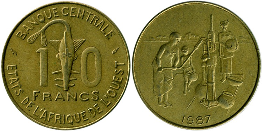 Западная Африка (BCEAO) 10 франков, 1981-2024 XF