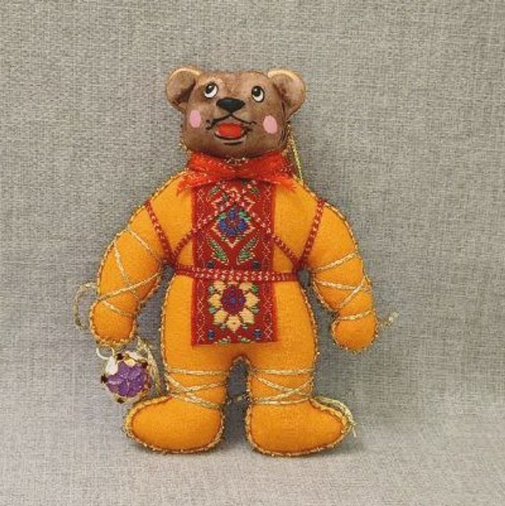 Ёлочная игрушка Медвежонок двухцветный с бубенчиком