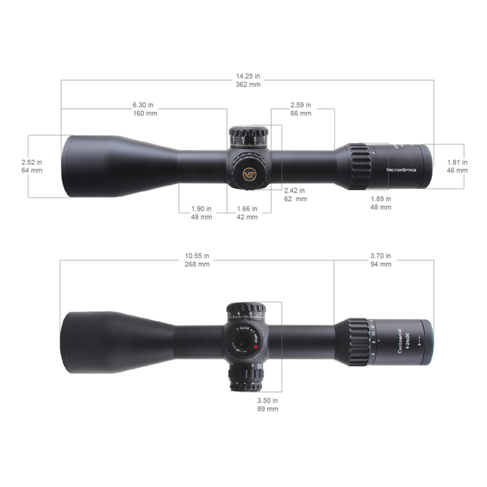 Оптический прицел Vector Optics FFP Continental x6 4-24x56 ( Тигр, СВД, ОП-СКС, ВПО-208 / Сетка VEC-MBR / с подсветкой )