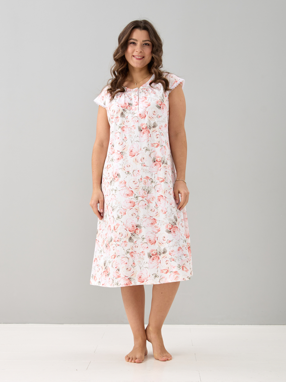 Ночная сорочка С-007/персиковый-розы