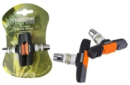 Колодки для V-brake, длина 55мм., всепогодные, серо-оранж-чёрные. Инд уп MTB-470V