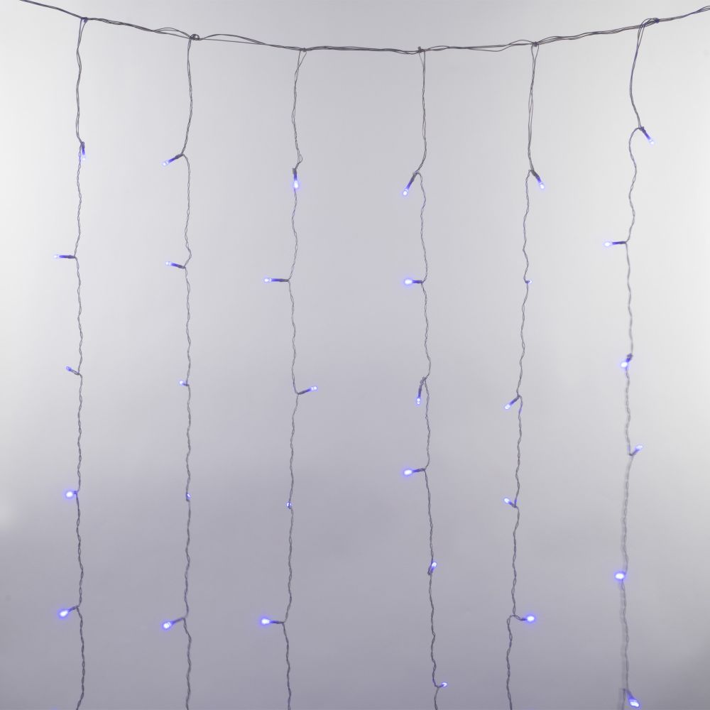 ULD-C3020-264-TTK BLUE IP44 Занавес светодиодный с эффектом мерцания. 3х2м. 264 светодиода. Синий свет. Провод прозрачный. TM Uniel