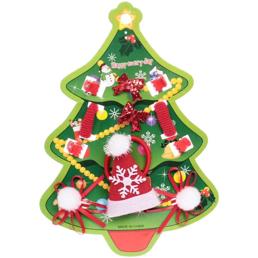 Набор аксессуаров для волос детский «New Lady Krasa - Новогодний сюрприз» (2 зажима,4 крабика, 5 резинок), 15*21см