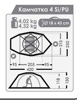 Палатка Нормал Камчатка 4 Si/Pu