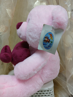 Мишка розовый с красным сердцем, 30 см