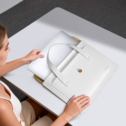 Ручная сумка белый с хаки цвет ультратонкая для ноутбука или планшета до 16 дюймов, серия AURA Series Handbag от Dux Ducis