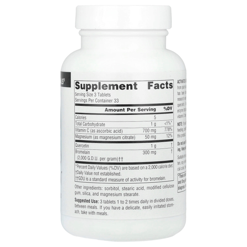 Source Naturals, Activated Quercetin ™, биофлавоноидный комплекс, 100 таблеток