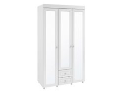 Шкаф 3-х дверный с ящиками и 3-я зеркалами Монако МН-58 белое дерево