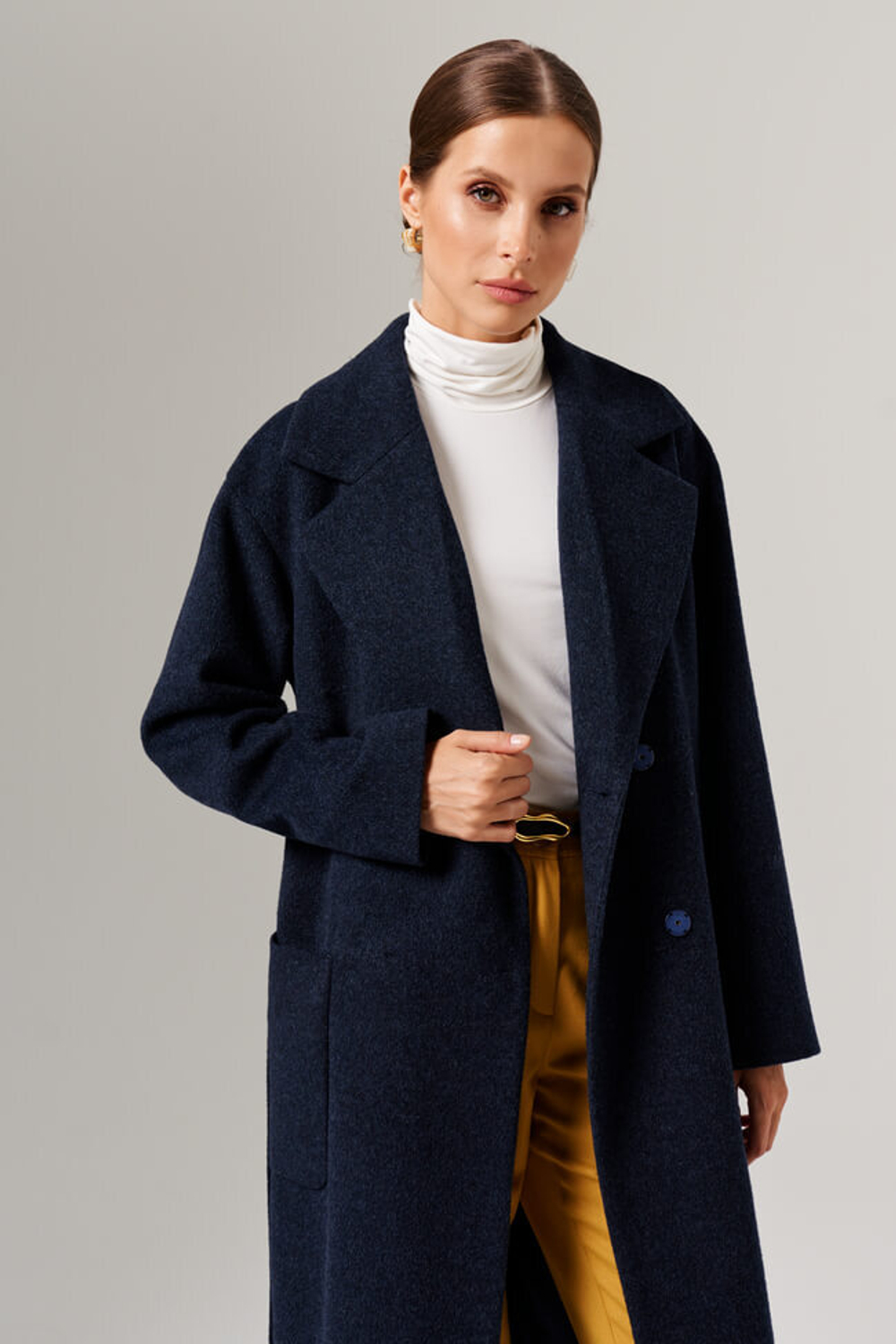 0111 Пальто женское (темно-синий)