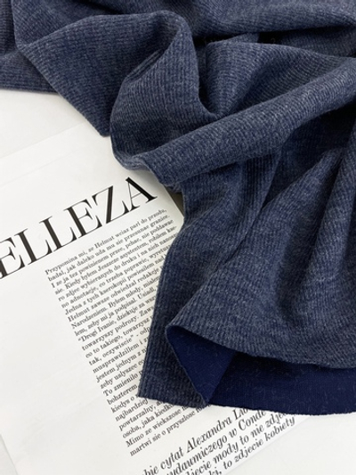 ТЕМНО-СИНИЙ МЕЛАНЖ - Трикотаж в рубчик (ОЗ68)