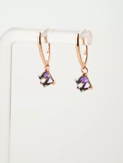 Серьги-подвески Миражи с фиолетовыми кубиками Swarovski