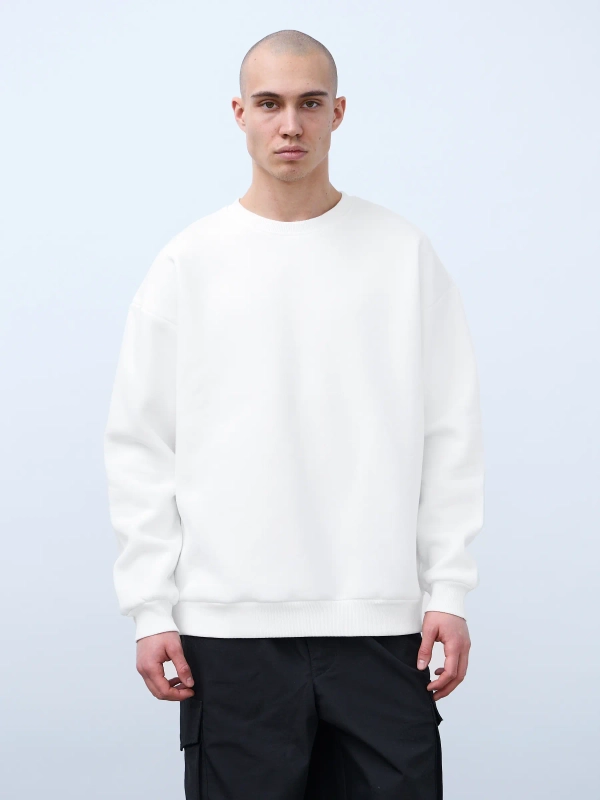 Свитшот оверсайз, без начеса (молочный)