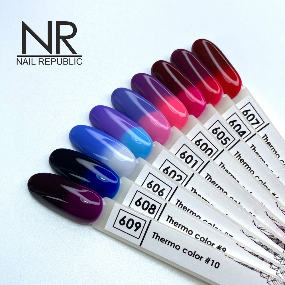 Nail Republic Гель-лак THERMO COLOR 607 Коричневый-красный, 10 мл