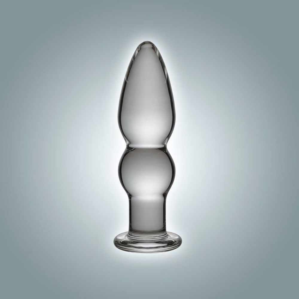 Фигурная анальная втулка из стекла - 11 см. (Цвет: прозрачный)