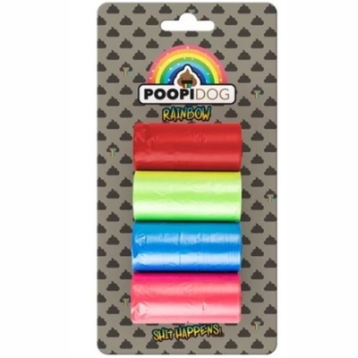 Duvo+ пакеты для уборки за собакой "радуга", разноцветные, 33х20см, 8х15шт