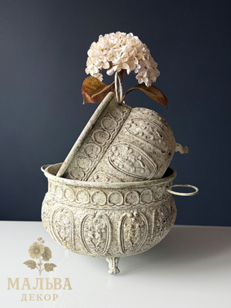 Набор из 2-х кашпо "Брокант" круглые D24xH20 см/ D28,5xH20,5 см