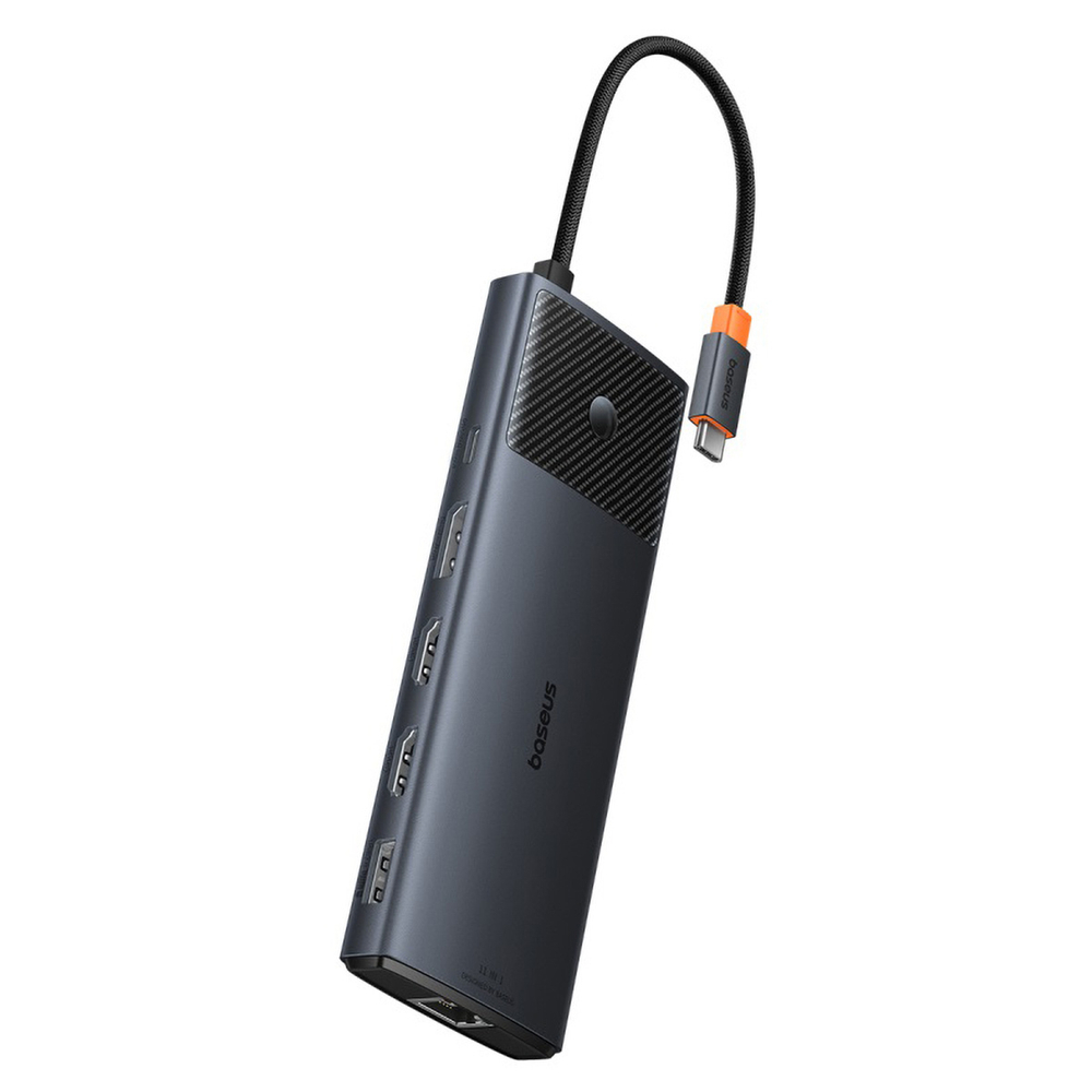 USB-C Хаб Baseus Metal Gleam II 11-in-1 (2xHDMI4K@60Hz + DP4K@60Hz + 2xUSB-A3.0(5Gbps) + 2xUSB-A2.0 + RJ45 + SD + TF + USB-C-PD)