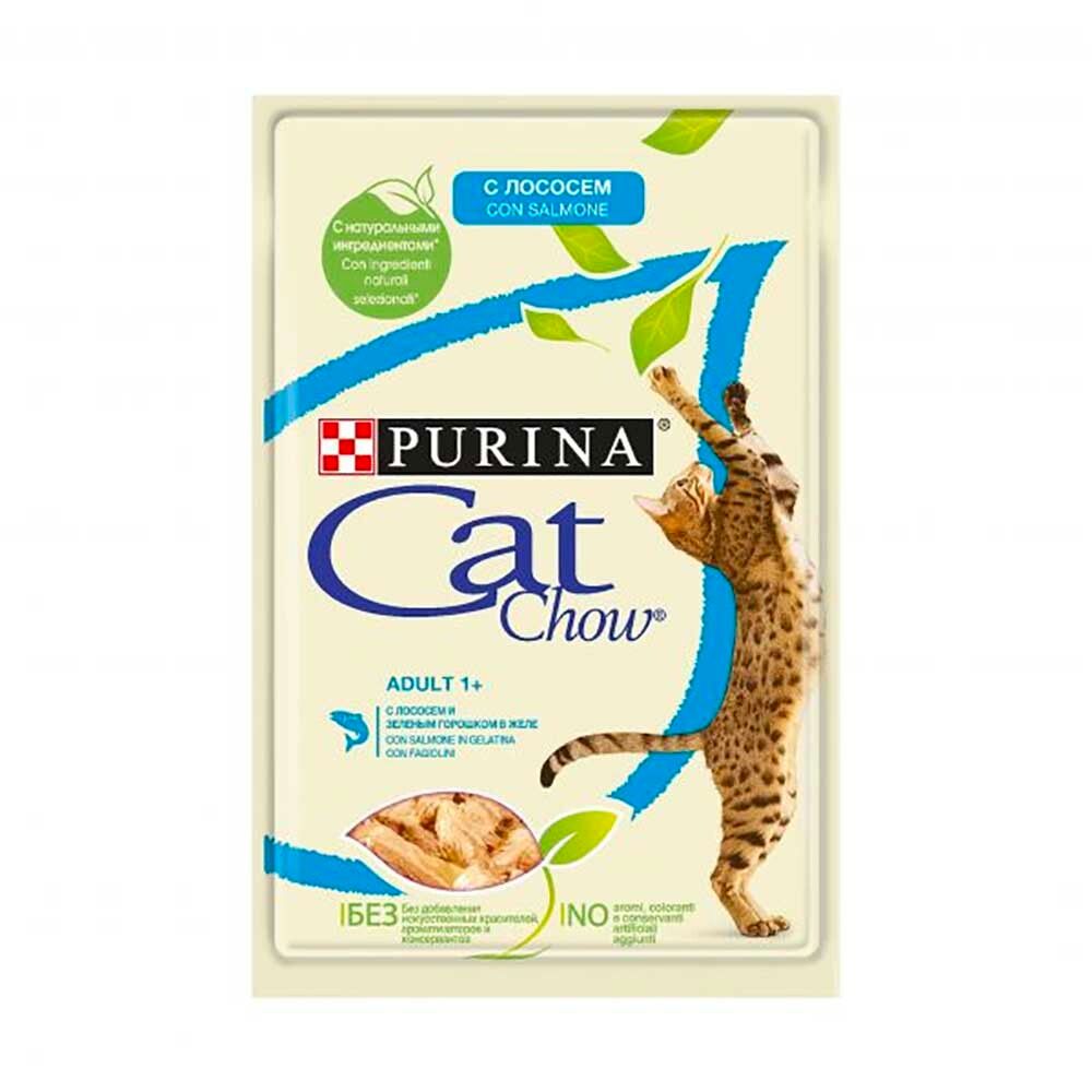 Cat Chow лосось/зеленая фасоль в желе - консервы для кошек 85 г
