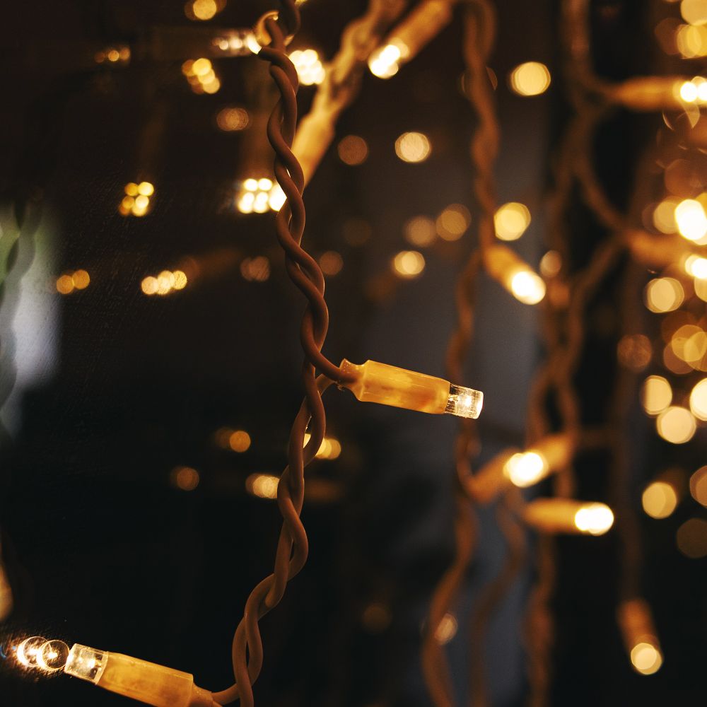 ULD-B3010-200-TWK WARMWHITE IP67 Бахрома светодиодная с эффектом мерцания. 3м. Соединяемая. 200 светодиодов. Теплый белый свет. Провод белый. TM Uniel.