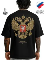 Футболка оверсайз черная с гербом России