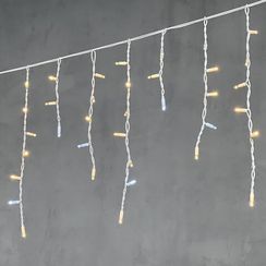 Светодиодная бахрома с колпачком 3,1*0,5 м., 120 теплых белых LED ламп, мерцание, каучуковый белый провод, LTC (LL120BLW-8-2WW)