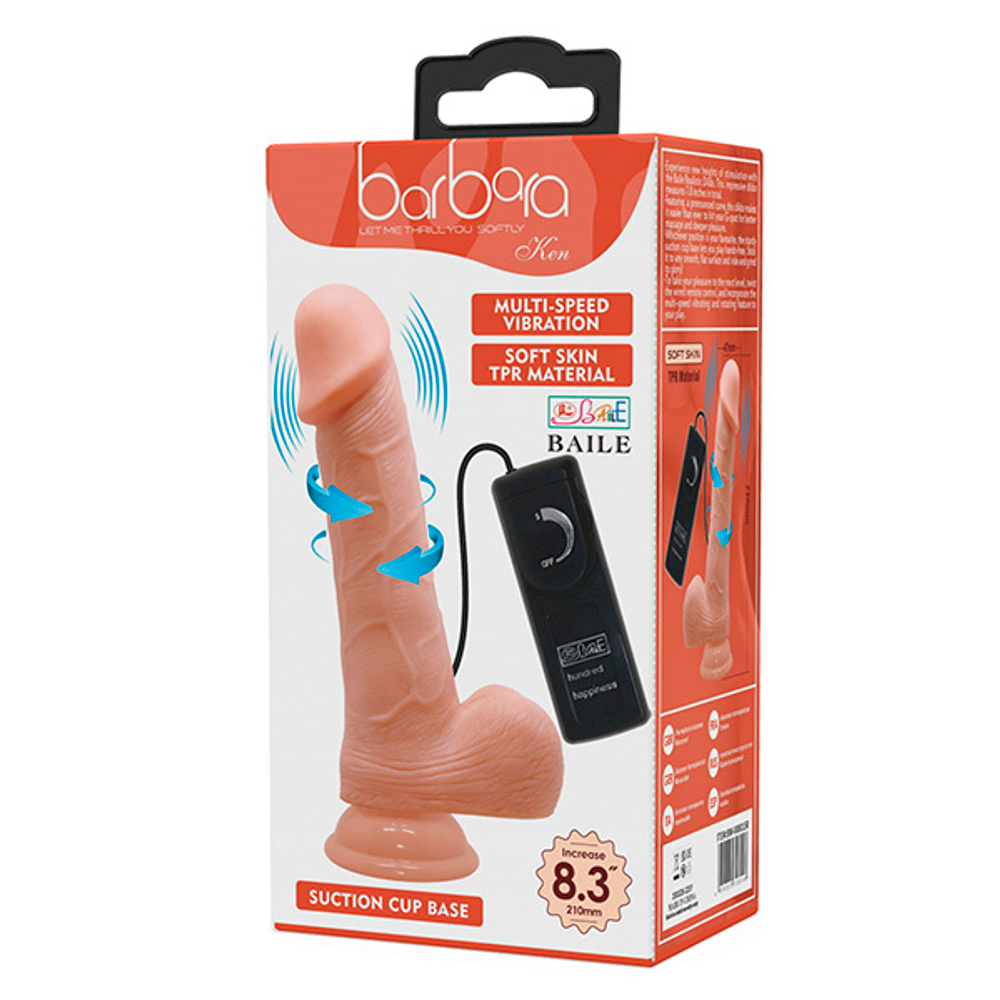 Телесный вибратор-ротатор 21см на присоске и пультом управления Baile Ken BW-008015R