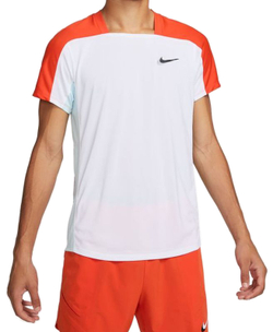 Футболка мужская теннисная Nike Court Dri-Fit ADV Slam Top - white/team orange/glacier blue/black