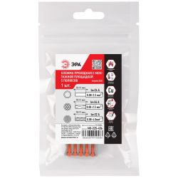 Клемма ЭРА NO-225-456 проходная с монтажной площадкой 222-2415Р с рычагами 5 полюсов 0.08-2.5/4 мм2 (упаковка 1 шт.)