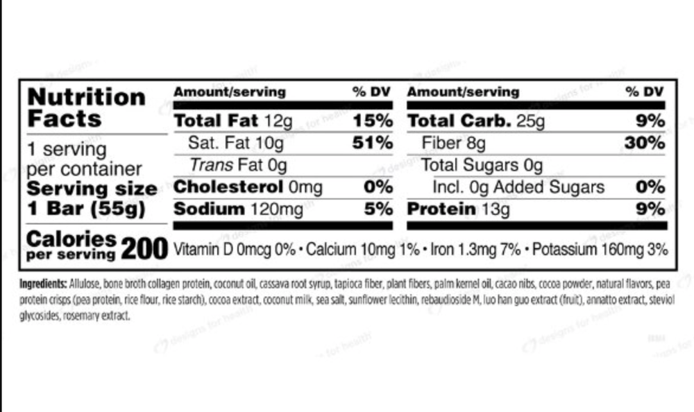 Designs For Health - Bone Broth Protein Power Hot Cocoa 12 bars