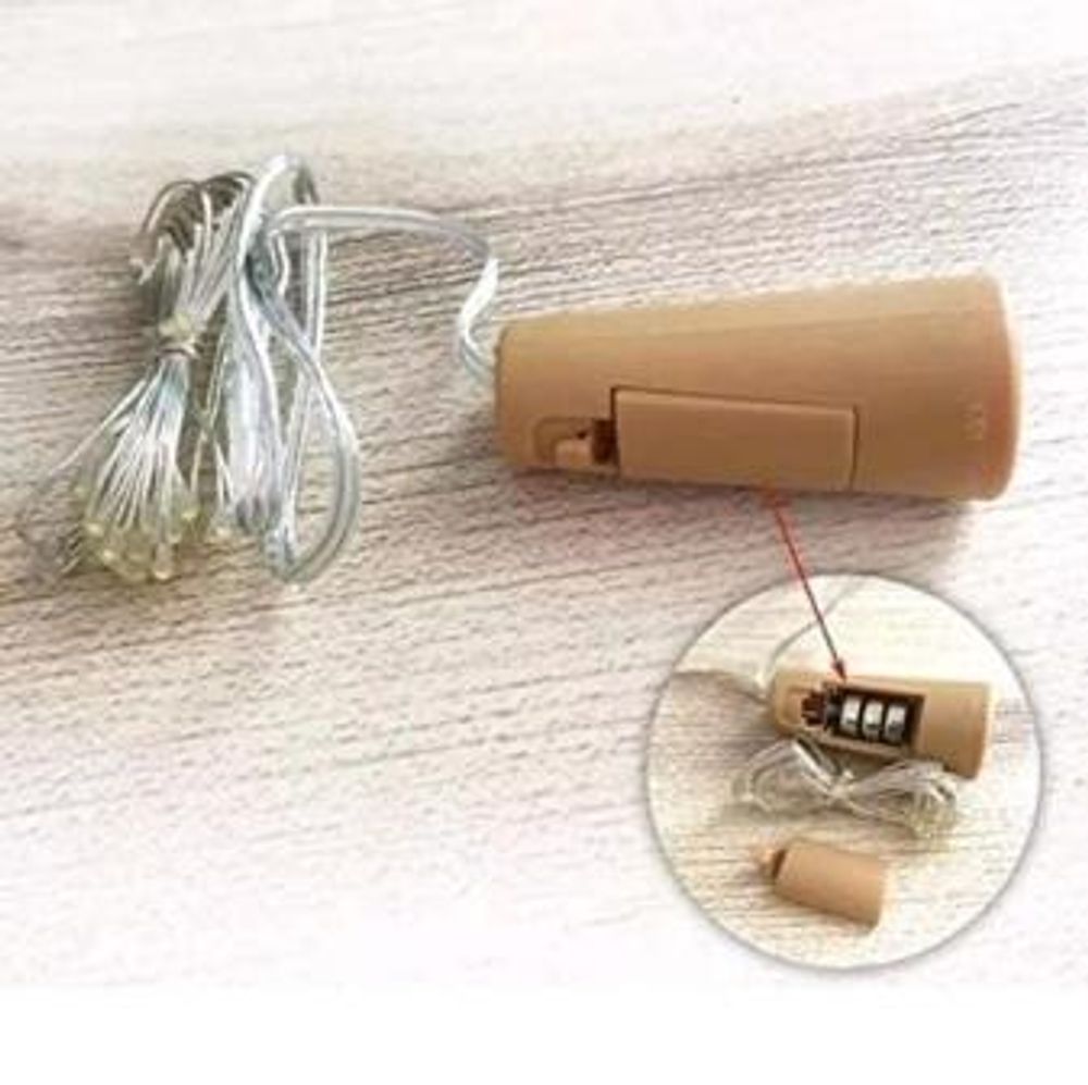 Гирлянда "Нить в бутылку" 3м, холодный свет, питание 3*LR44