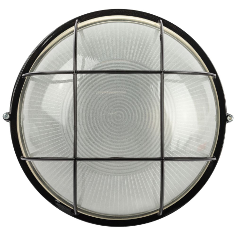 Светильник ЭРА НБП 03-100-002 Акватермо алюминий/стекло решетка IP54 E27 max 100Вт D240 круг черный