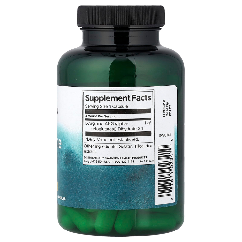 Swanson, Аргинин AKG, 1 г, 90 капсул