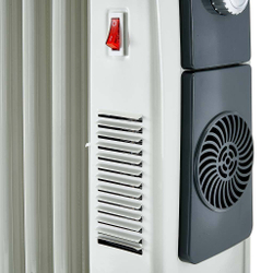 Обогреватель масляный D12F-9 "DELTA", 2000 Вт, 9 секций, с вентилятором, светло-серый