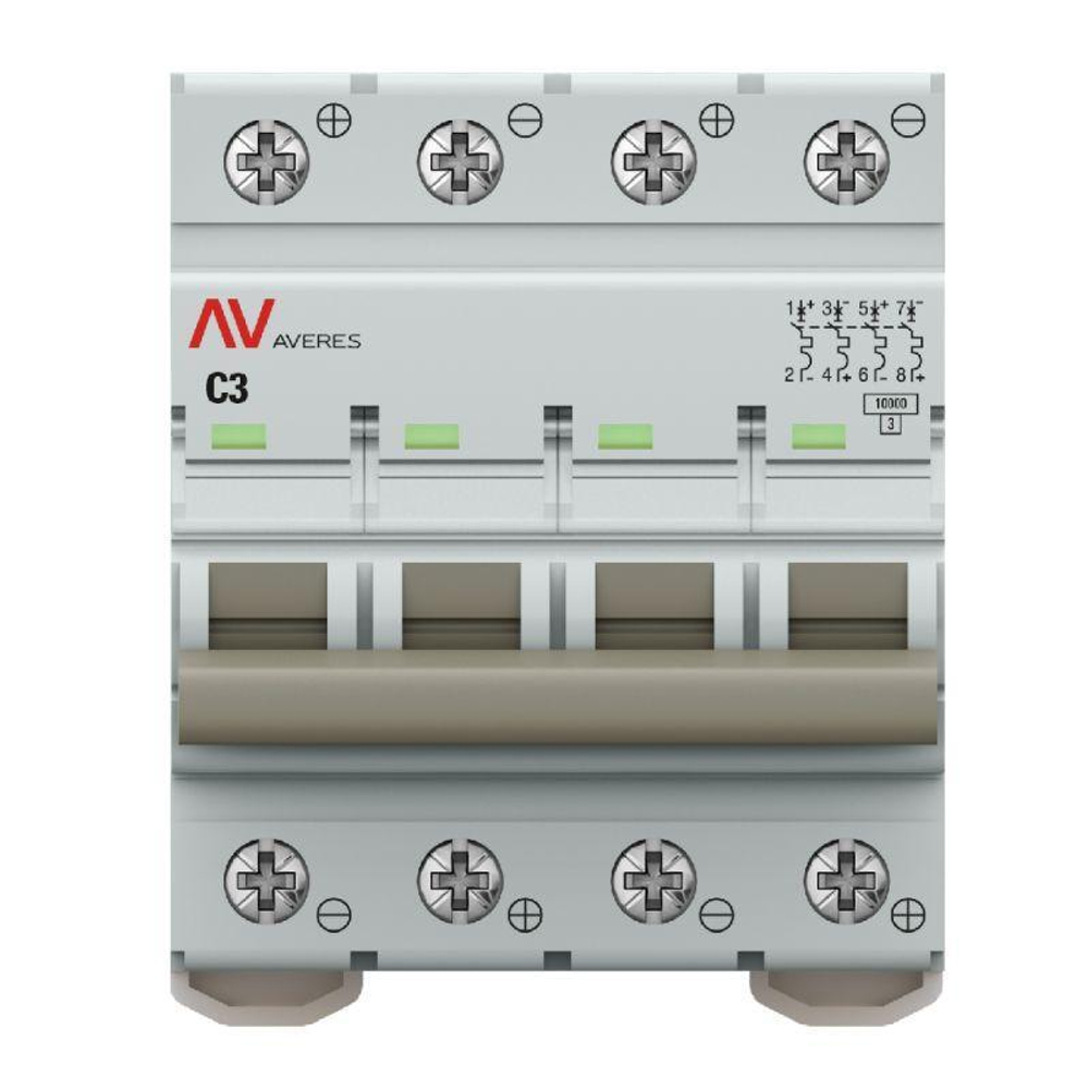 Выключатель автоматический 4п C 3А 10кА AV-10 DC AVERES EKF mcb10-DC-4-03C-av